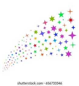 Source stream of confetti stars icons. Vector illustration style is flat bright multicolored iconic confetti stars symbols on a white background. Object fountain done from design elements.