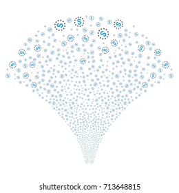 Source stream of dollar stars icons. Vector illustration style is flat blue and gray iconic symbols on a white background. Object salute organized from random pictographs.