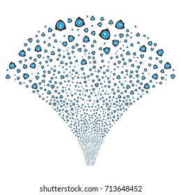 Source stream of electric guard symbols. Vector illustration style is flat blue and gray iconic symbols on a white background. Object stream created from confetti design elements.