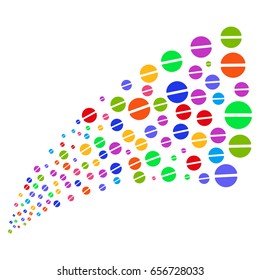 Source stream of pharmacy tablet symbols. Vector illustration style is flat bright multicolored iconic pharmacy tablet symbols on a white background. Object fountain made from pictograms.