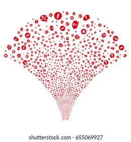 Source stream of pros and cons arguments symbols. Vector illustration style is flat red iconic symbols on a white background. Object stream created from confetti design elements.