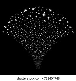Source stream of wand magic tool symbols. Vector illustration style is flat white iconic symbols on a black background. Object source constructed from random pictograms.