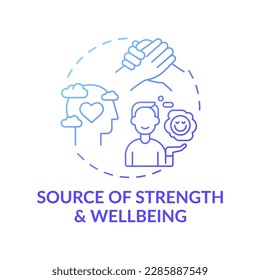 Source of strength and wellbeing blue gradient concept icon. Mental health care, psychotherapy. Religious value idea thin line illustration. Vector isolated outline RGB color drawing