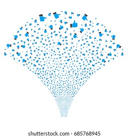 Source of thumb up icons. Vector illustration style is flat blue and gray iconic symbols on a white background. Object stream made from random pictographs.