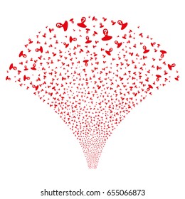 Source of unknown person symbols. Vector illustration style is flat red iconic symbols on a white background. Object salute created from confetti icons.