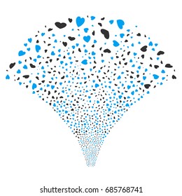 Source of valentine petals icons. Vector illustration style is flat blue and gray iconic symbols on a white background. Object stream done from confetti pictograms.