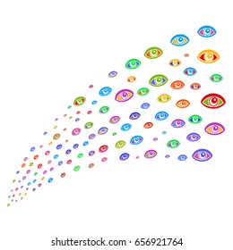 Source of vision symbols. Vector illustration style is flat bright multicolored iconic vision symbols on a white background. Object fountain constructed from symbols.