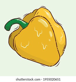 Fuente de vitamina C. Vector ilustrado. Caricatura. Paprika. Dulce pimienta. Pimienta amarilla. Bell pimienta.
