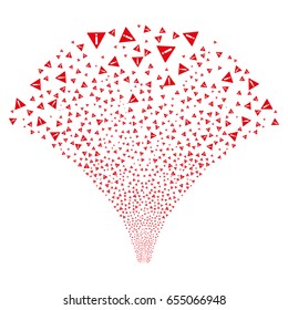 Source of warning icons. Vector illustration style is flat red iconic symbols on a white background. Object stream constructed from confetti pictographs.