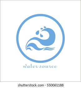 a source of water, waves and drops