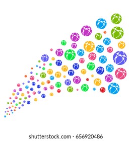 Source of web browser symbols. Vector illustration style is flat bright multicolored iconic web browser symbols on a white background. Object fountain created from design elements.