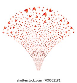 Source of yacht symbols. Vector illustration style is flat intensive red and orange iconic symbols on a white background. Object fountain constructed from random pictograms.