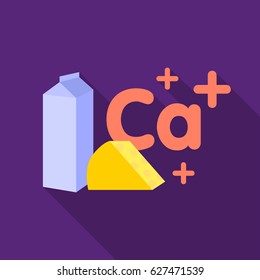Sources of Calcium icon in flat style isolated on white background. Dental care symbol stock vector illustration.