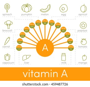 Sources of vitamin A, vector elements for infographic
