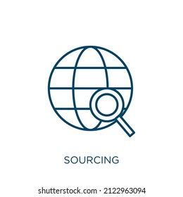 sourcing icon. Thin linear sourcing outline icon isolated on white background. Line vector sourcing sign, symbol for web and mobile
