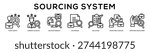 Sourcing System web banner icon illustration concept