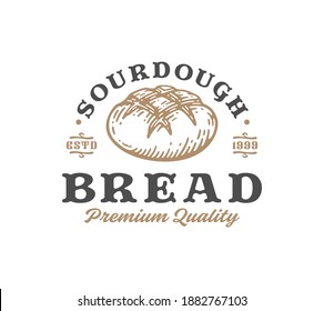 Sourdough Bread Abstract Sign, Symbol or Logo Template.