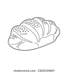 Sourdough bread isolated on white background. Hand Drawn vector illustration.
