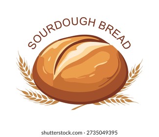 Ilustración vectorial de logotipo de pan de masa madre