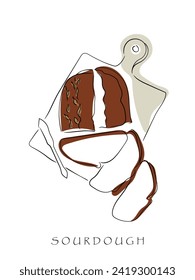 Sourdough line art. Baking Posters. Bread Loaf. Bakery craftsmanship