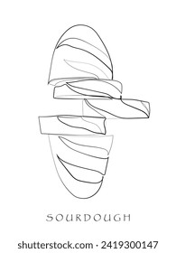 Sourdough line art. Baking Posters. Bread Loaf. Bakery craftsmanship