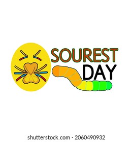 Sourest Day with sour face and neon gummy worm's candy