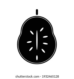 Soursop filled icon. Fruit logotype. Black and white. For icon,logo,symbol and sign