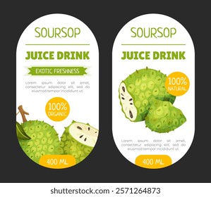 Soursop Fruit or Guanabana Product Sticker Vector Template