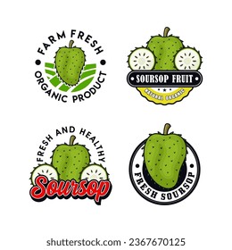 Design-Kollektion des Soursop-Obstlogos für Etikettenartikel, Shop-Logo, Briefmarke, Banner und mehr