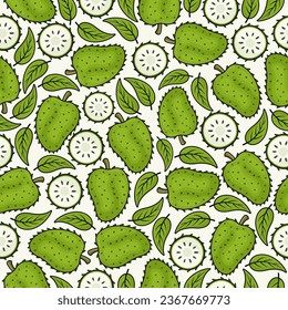 Soursop fruit seamless pattern background illustration Star fruit seamless pattern background illustration