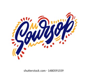 Soursop hand drawn illustration. Template for card banner and poster for bar menu and restaurant. Vector illustration
