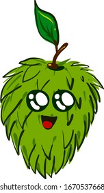 Ilustración feliz Soursop, vector sobre fondo blanco.