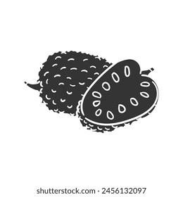 Soursop Icon Silhouette Illustration. Tropical Fruits Vector Graphic Pictogram Symbol Clip Art. Doodle Sketch Black Sign.