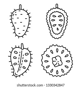 Soursop icons set. Outline set of soursop vector icons for web design isolated on white background