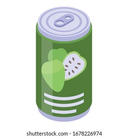 Soursop soda drink icon. Isometric of soursop soda drink vector icon for web design isolated on white background