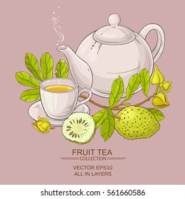 soursop tea vector illustration