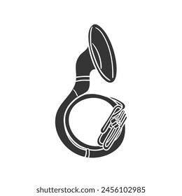 Sousaphone Icon Silhouette Illustration. Music Instrument Vector Graphic Pictogram Symbol Clip Art. Doodle Sketch Black Sign.