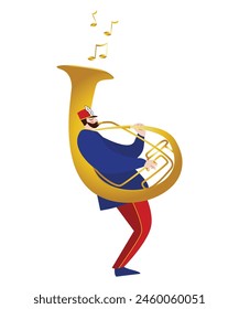 Sousaphone music hand drawn flat marching band illustration