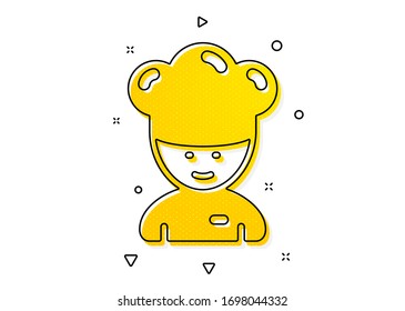 Sous-chef sign. Cooking chef icon. Food preparation symbol. Yellow circles pattern. Classic cooking chef icon. Geometric elements. Vector