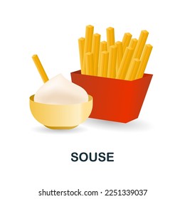 Souse icon. 3d illustration from fast food collection. Creative Souse 3d icon for web design, templates, infographics and more