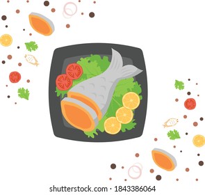 Soused herring on platter concept,  National Dish of Germany Sign Vector Icon Design,Traditional cuisine Symbol on White Background, Gourmet food cooking menu item with ingredients