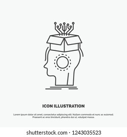 sousveillance, Artificial, brain, digital, head Icon. Line vector gray symbol for UI and UX, website or mobile application