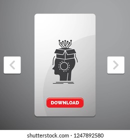 sousveillance, Artificial, brain, digital, head Glyph Icon in Carousal Pagination Slider Design & Red Download Button