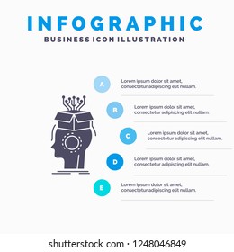 sousveillance, Artificial, brain, digital, head Infographics Template for Website and Presentation. GLyph Gray icon with Blue infographic style vector illustration.