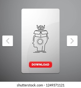sousveillance, Artificial, brain, digital, head Line Icon in Carousal Pagination Slider Design & Red Download Button