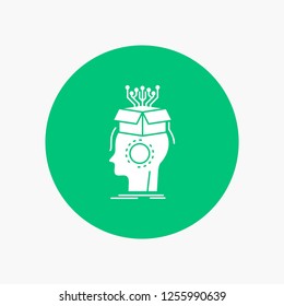 sousveillance, Artificial, brain, digital, head White Glyph Icon in Circle. Vector Button illustration