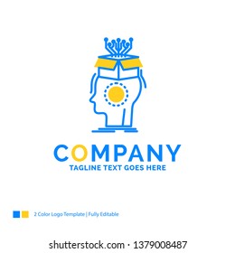 sousveillance, Artificial, brain, digital, head Blue Yellow Business Logo template. Creative Design Template Place for Tagline.