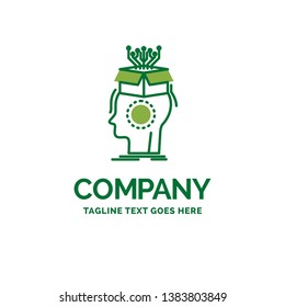 sousveillance, Artificial, brain, digital, head Flat Business Logo template. Creative Green Brand Name Design.