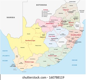 south africa administrative map (provinces and districts)