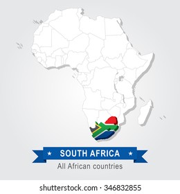 South Africa. All the countries of Africa. Flag version.